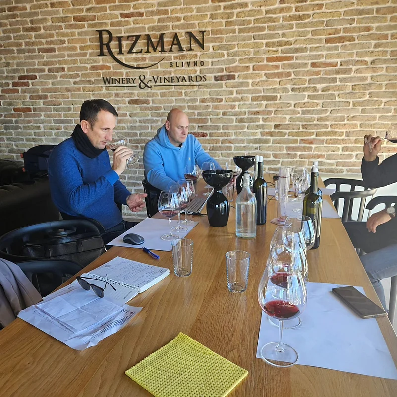 Wine tasting and blending in progress